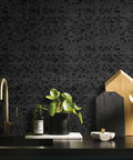 Peel And Stick Metal Backsplash Tile 10 Sheets For Kitchen And Bathroom Or Fireplace Plaid Brushed Black Aluminum PVC Composite Slick Self Adhesive Easy Install Anti Scratch Fade Resistant displayed in kitchen setting with faucet and decor