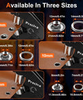 Three Size Grommet Tool Kit With Interchangeable Dies Half Inch Quarter Inch Three Eighths Inch Eyelet Setting Tool overview