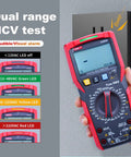 Pro Grade Digital Multimeter With TRMS 6000 Counts Reads 1000V AC DC showing NCV test with visual LED indicators.