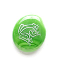 Green glass stone with frog image from Geocache Swag Glass Stones Set Of Six With Fun Images In A Deluxe Gift Box Perfect For Hiding In Caches