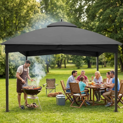 Replacement Canopy Top 10x12 For Gazebo With Installation Hook covering outdoor BBQ and dining area