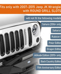 Matte Black Front Mesh Grille Inserts For 2007 2015 Jeep JK Wrangler Round Slot Grilles with model exclusions listed