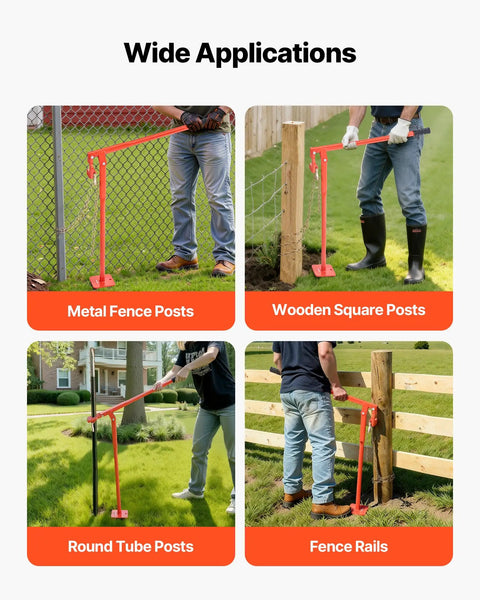 Heavy Duty Beast Steel T Post Puller For Round Posts And Sign Posts, Labor Saving Lever Design, Handles Up To 661 Pounds, Built To Remove Deep Set Wood Posts And Tough Metal Stakes, Tree Stumps, Lifting Chain Not Included used on metal fence, wood, round posts