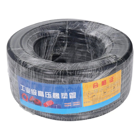 Big Time 100FT 3/8 Inch Air Hose Plus Pond Tubing Kit For Pond Pump And Aerator System Built With Hella Strong PVC Giving Serious Durability And Leak Proof Performance You Really Gonna Dig This Heavy Duty Gear For Any Water Feature At Home. coiled black PVC hose roll