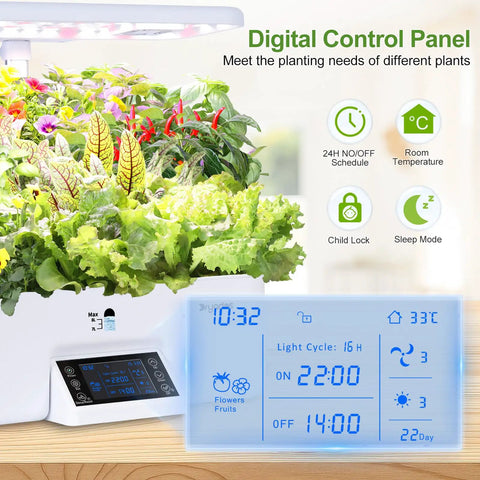 Dope Seventeen Pod Hydroponic Growing System With Dual Fans And 24W Full Spectrum Grow Light Smart Control Panel display