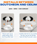 Fire Sprinkler Escutcheon Quick Patch That Nails Your Oversized Ceiling Cutouts Zero Drywall Drama, installation steps for ceiling trim ring in white.