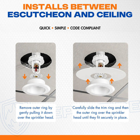 Fire Sprinkler Escutcheon Quick Patch That Nails Your Oversized Ceiling Cutouts Zero Drywall Drama, installation steps for ceiling trim ring in white.