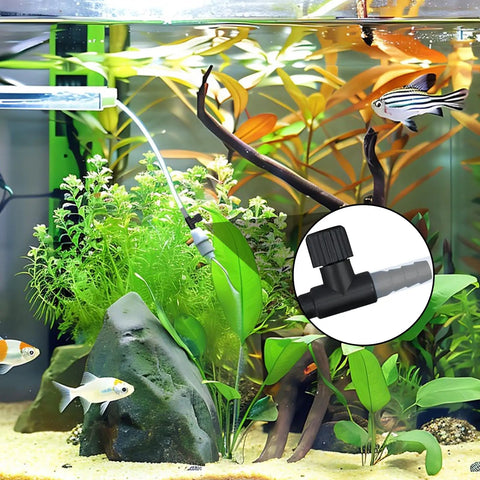 Aquarium with 15 Pack Aquarium Air Flow Valves For 3/16 Inch ID Airline Tubing T Shaped Adjustable Black Plastic Air Flow Regulator