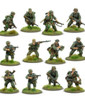 World War II 28mm Tabletop Battle Game Starter Set with 12 German Grenadiers miniatures on grassy bases