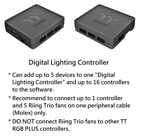 Digital Lighting Controller for Riing Trio 12 RGB TT Premium Edition 120mm Case And Radiator Fans with connection features