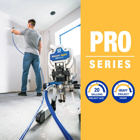 Pro Grade Airless Paint Sprayer With Fully Adjustable Pressure And A Rugged Stainless Steel Piston Pump That Cranks Out Thick Paint Straight From The Bucket Without Thinning Fuss For Big Jobs being used for wall painting.