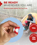 Finger Cut Tourniquet Wound Care Kit For Quick At Home Or Grab And Go First Aid with focused view of tourniquet in use outdoors