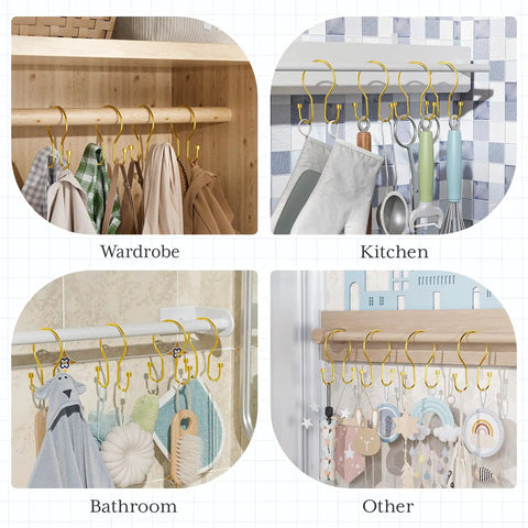Dark Gold Double Shower Curtain Hooks With Cylindrical Design 12 Pack Metal Rust Proof Rings For Smooth Glide in various settings