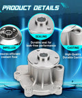 Heavy Duty Electric Water Pump Kit With Seal Gasket Straight Bolt On Cooling Swap For Chrysler 200 Sebring Dodge Avenger Caliber Jeep Cherokee Compass Fiat 500x Replaces 5047138Ac Aw6038 detailing impeller and seal design.