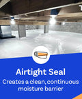 Badass 4 Inch X 180 Foot Vapor Barrier Tape Rock Solid 9 Mil White Polyethylene Sealant creating an airtight moisture barrier in crawl space.