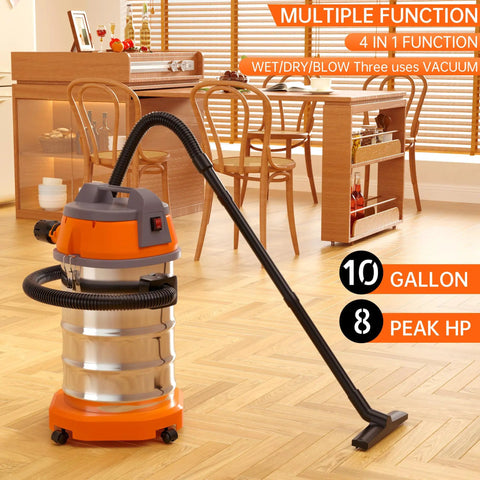 Heavy Duty Wet Dry Vacuum 10 Gallon With 8 Peak HP Monster Suction Power in a kitchen setting
