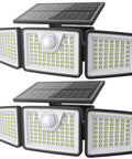 daphino 2500LM solar outdoor light with motion sensor, 3-head LED, IP65 waterproof, 2-pack (front view) by Amazon