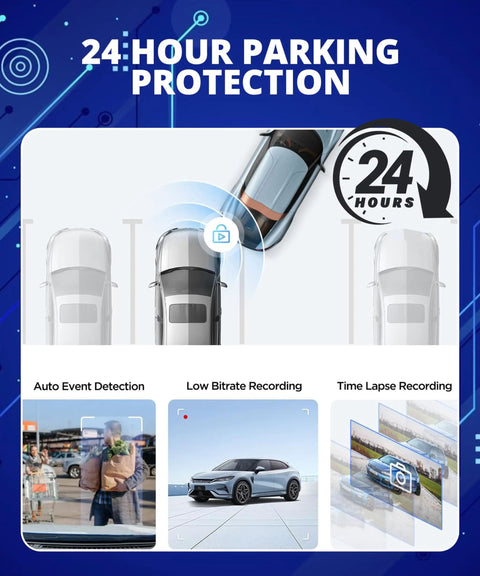 Front Car Dash Cam A119 V3 2K 2560X1440P Quad HD Plus 60fps With 5MP STARVIS Sensor showing 24-hour parking protection