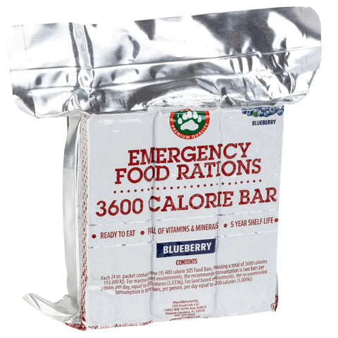 Survival Food Ration Kit With 3600 Cal Blueberry Bar For 3 Day Prepper Ready Emergency in silver packaging