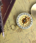 Waterproof Brass Compass For Hiking And Survival With Large Dial And Glow In The Dark Markings on vintage map background