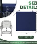 Outdoor Chair Cushions Set Of 2 19x19x3 Inches Waterproof And Fade Resistant Patio Cushions With Ties For Square Outdoor Dining Chairs