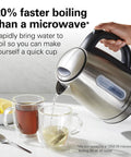 Fast Boil Electric Tea Kettle 1.7 Liter Cordless Water Boiler With 1500 Watts Auto Shutoff And Boil Dry Protection Stainless Steel