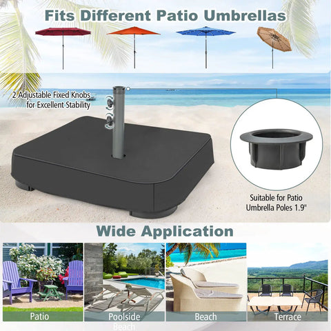 Heavy Duty 200 Lb Umbrella Base With Two Sandbags For Market Patio And Poolside Use, Adjustable Knobs, All Weather Cover
