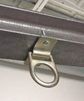 Heavy Duty Zinc Plated Steel D-Plate Anchorage Connector With Bolted D-Ring For Permanent Construction Fall Arrest System Coupling To Beams And Girders Made In The USA mounted on steel beam
