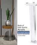 16 Inch Clear Acrylic Furniture Leg Set Of 4 For Coffee Tables Desks And Benches showcasing single leg with plant on table