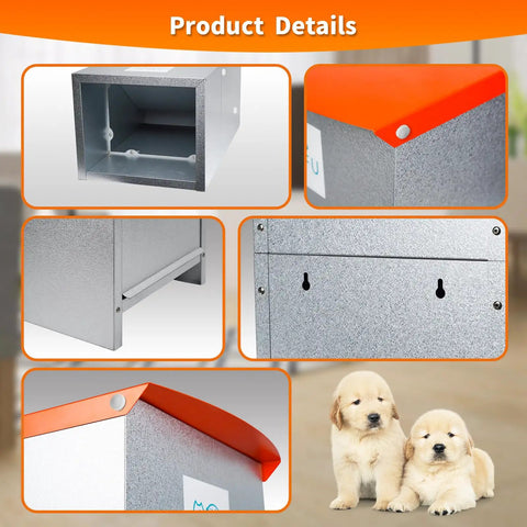 Heavy Duty Galvanized Dog Feeder Bowl Station For Indoor Outdoor Use With 25 Pound Gravity Fed Kibble Dispenser Built Like A Boss close-up of metal structure and top detail.
