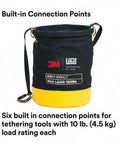 Canvas Spill Control Safe Bucket For Tools With Six D Ring Connection Points Drawstring Closure Heavy Duty 24 Oz Cotton Duck