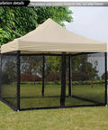 10x10 Mosquito Netting For Patio Canopy Tent Pop Up Canopy With Double Door Side Screen Easy Install Black Net Only No Frame