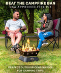 Couple enjoying Firecube 14 Inch Portable Smokeless Propane Fire Pit With Carry Kit And Lava Rocks, 58,000 BTU, Black outdoors