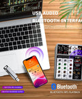 4 Channel Digital USB Bluetooth Audio Mixer with phone, laptop, USB stick; designed for recording, streaming, podcasting, home studio.