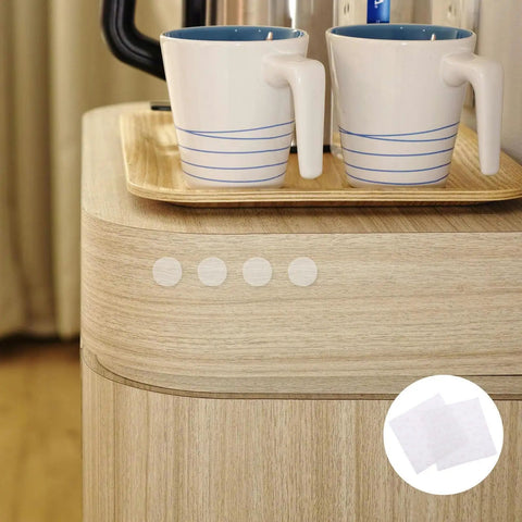 Silicone Furniture Pads Casters 200 Count Adhesive No Residue Floor Protectors on wooden table