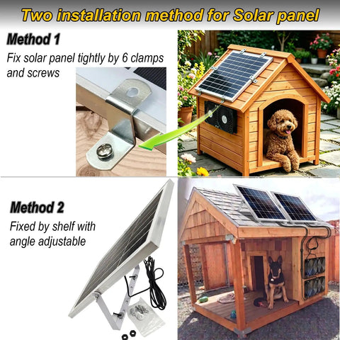 Go To Solar Airflow Kit With Dual 15W Panels And Four IPX7 Waterproof Fans For Greenhouse, Shed, Chicken Coop, Kennel And More, 30W Total Solar Power For Strong, Easy Ventilation