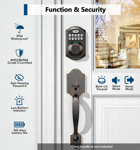 Fingerprint Door Lock With Keyless Entry Electronic Keypad Deadbolt No Fuss Setup Auto Lock 4 Unlock Methods 20 Fingerprints