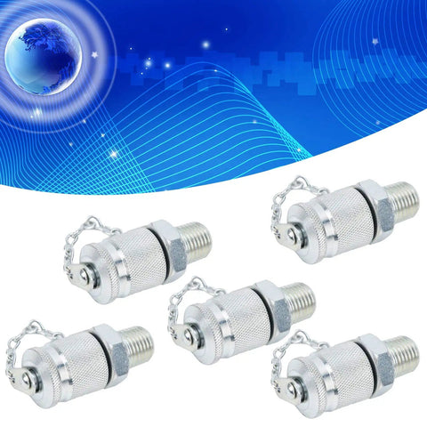 Heavy Duty Hydraulic Test Coupling Kit With Sealing Threads For Hose Fittings And Oil Measuring Tool NPT One Quarter Inch Built To Last Adapter Set For Pneumatic And Hydraulic Systems, 5 carbon steel adapters
