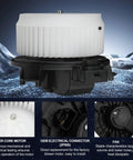 No Sweat 2 Pin Hvac Heater Blower Motor Assembly Straight Swap Featuring Plug And Play Setup For Toyota Rav4 Matrix Corolla Scion Xb Pontiac Vibe Manual Controls, showcasing the motor and connector.