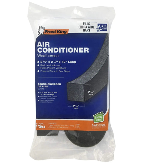 Package of Frost King AC43H Window AC Weatherseal Tape Open Cell Foam Seal 2 And 1 Quarter By 2 And 1 Quarter By 42 Inches
