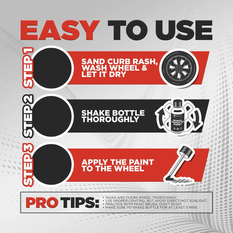 Instructions for using Tesla Model 3 Wheel Curb Rash And Scratch Repair Kit With Color Matched Touch Up Paint For Gray Warp Rims.