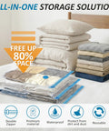 Vacuum Storage Bags 80 Percent Compression Space Saver For Clothes, Blankets, Pillows, And Bedding, Easy Sealing Travel Packaging