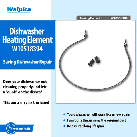 Dishwasher Heating Element Replacement W10518394 With 2 Fasteners Compatible With Amana Maytag Kenmore Whirlpool Models