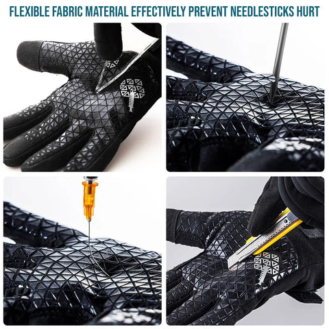 Level 5 Puncture Resistant Gardening Gloves With A7 Cut Protection, Touchscreen Friendly, Black, Medium, 1 Pair defending against sharp tools