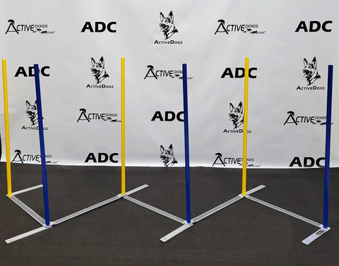 Outdoor Dog Agility Weave Pole System For Above Ground Obstacle Course Training 6 Pole Set With Rustproof PVC And Aluminum Poles