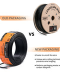 Comparison of old and new packaging for Low Voltage Landscape Wire 14/2 250 Ft Pure Copper 14 Gauge 2 Conductor Outdoor Direct Burial Cable