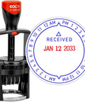 Killer Heavy Duty Self Inking Date And Time Stamp With Crisp Received Message Imprint in black and red, ideal for office use.