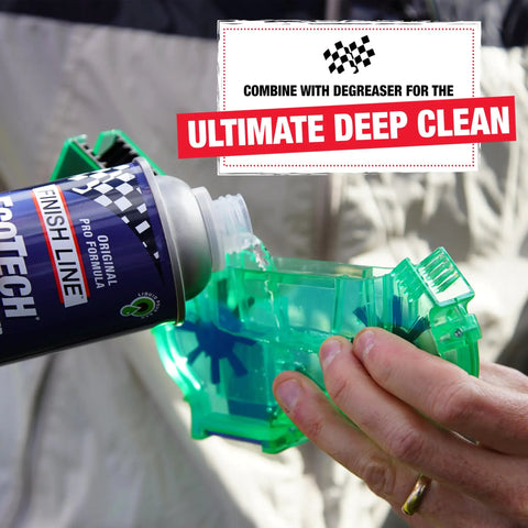 Pro Grade Bicycle Chain Cleaner Tool for Road Mountain Gravel and E Bikes Fast 60 Second Chain Cleaning System in use