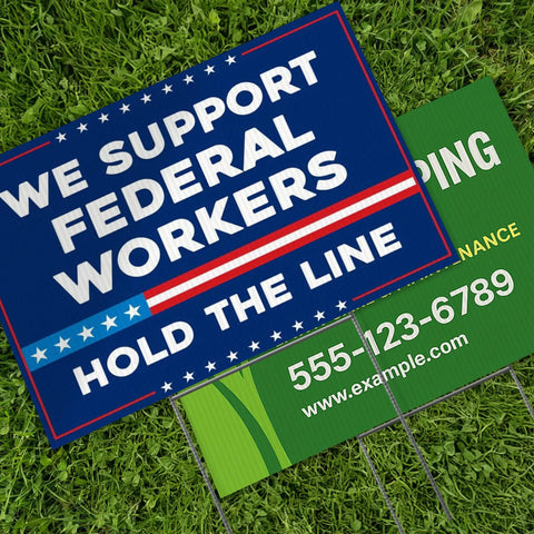 Totally Customizable 24x18 Yard Sign With Metal H Stakes, Double Sided Full Color Print Outdoor Corrugated Plastic For Business