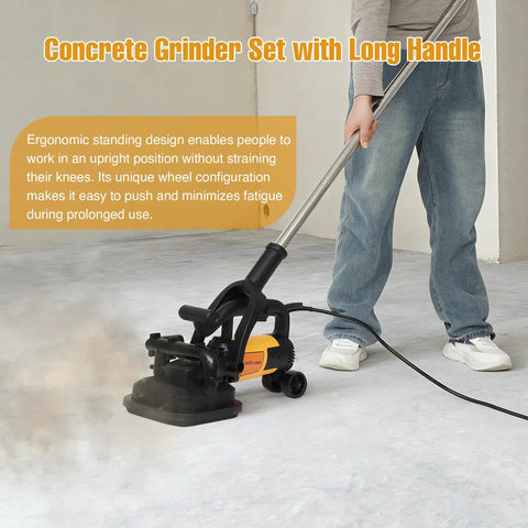 Professional 4 Head Concrete Floor Grinder With 3800W Shop Muscle And Adjustable Speed Dial Massive Dust Collection Hood in use
